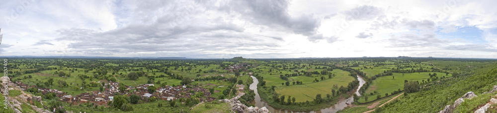 Panorama of Indian countryside near Khajuraho
