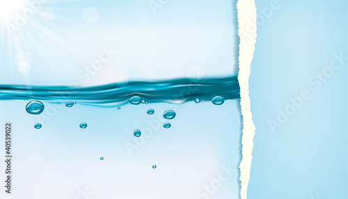 Background with water and ripped paper  Vector
