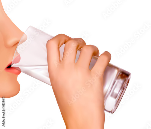 The hand with glass of water  Vector
