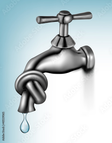 Water tap tied in knot   Vector illustration