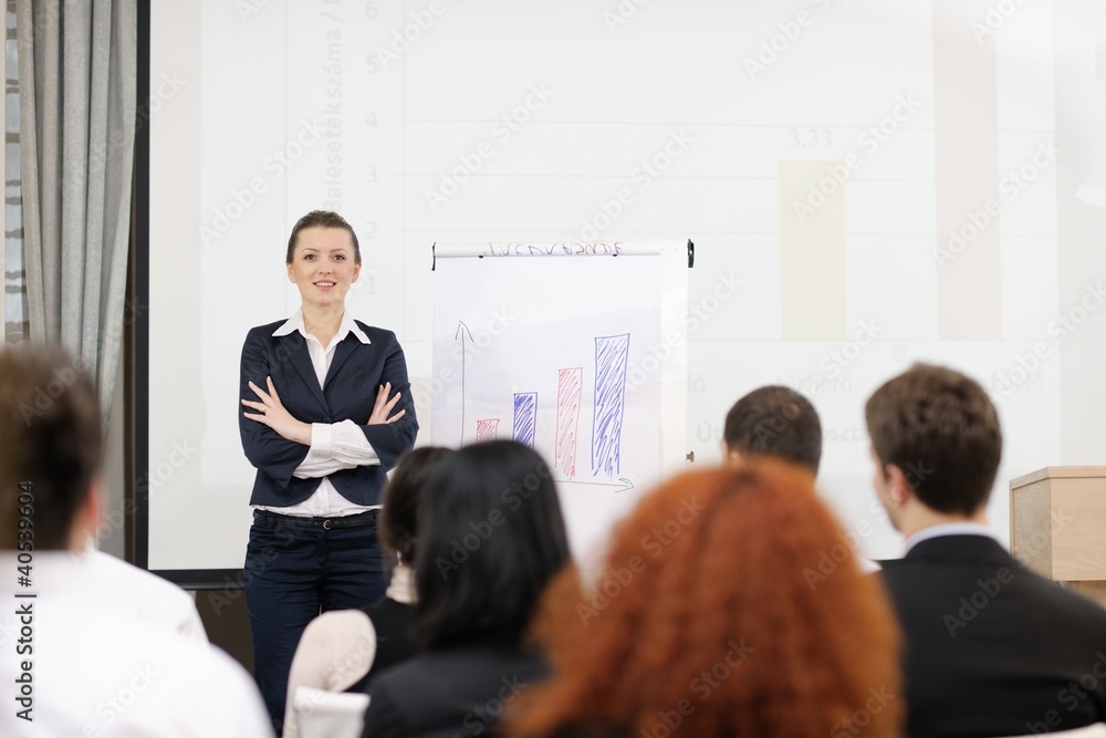 business woman giving presentation business woman giving presentation