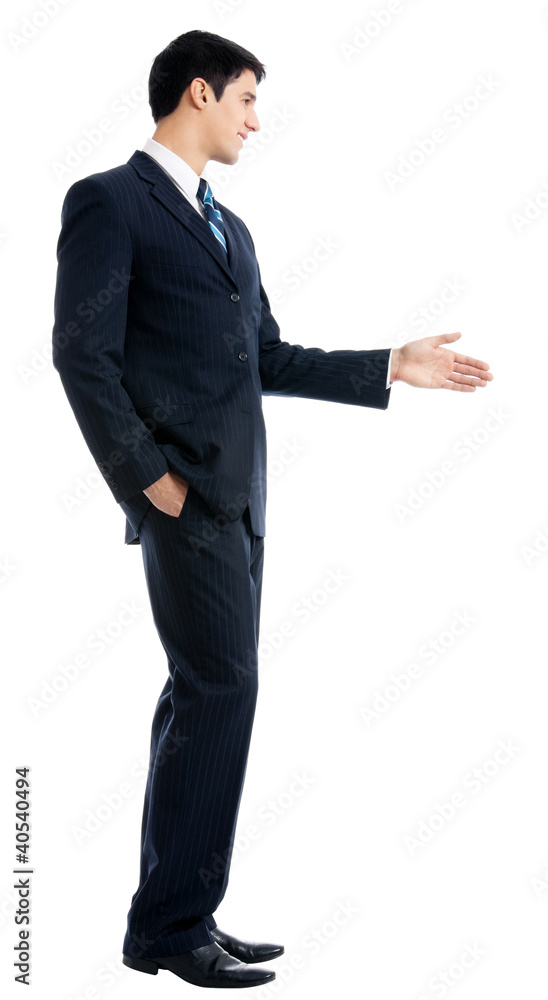 Business man giving hand for handshake, isolated Business man giving hand for handshake, isolated