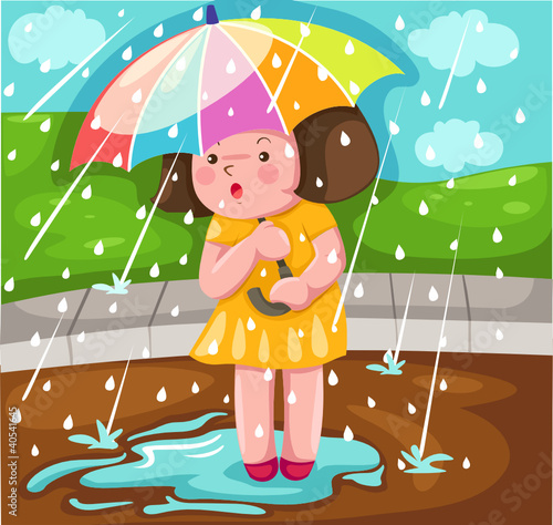 landscpae girl in the rain
