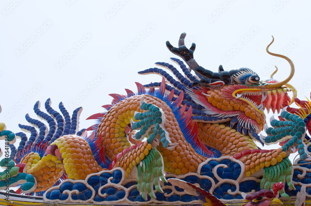 The Dragon status on roof of joss house