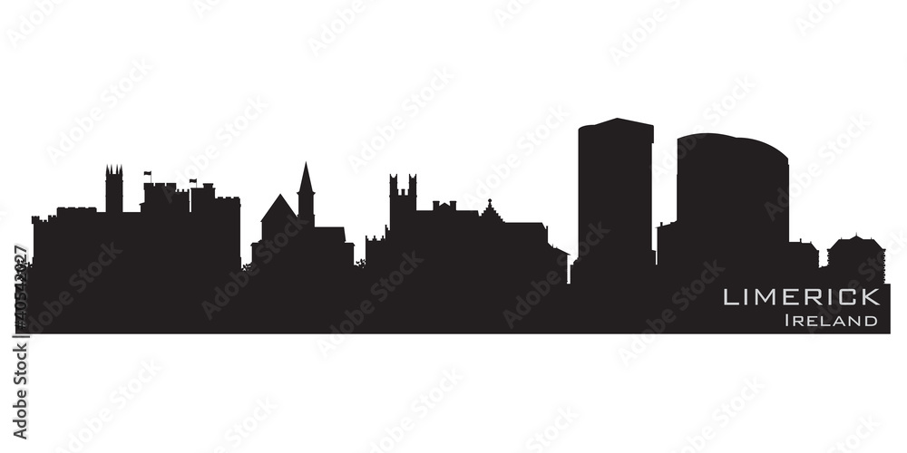 Limerick, Ireland skyline. Detailed vector silhouette