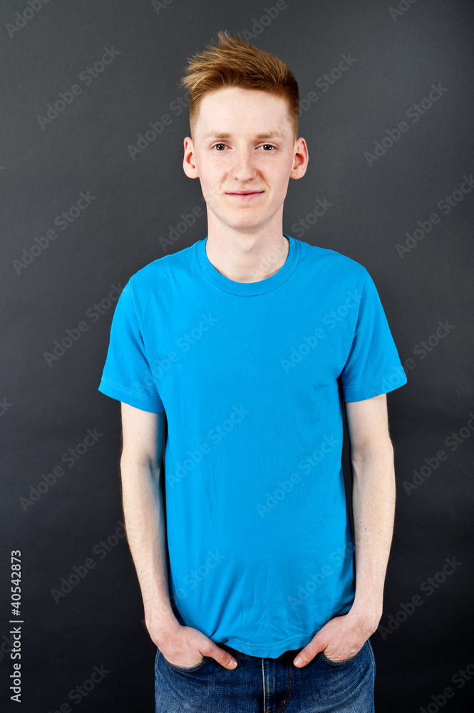 Young man on black background Young man on black background
