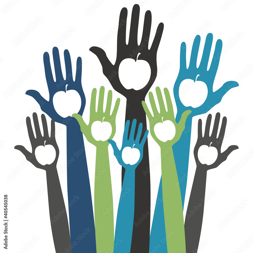 Obraz premium Healthy apple hands design.