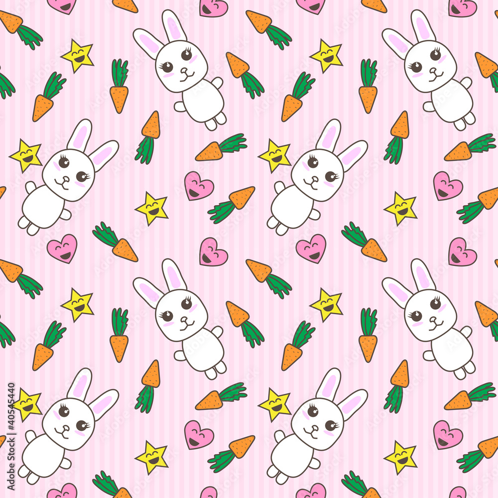Kawaii background with cute bunnies Kawaii background with cute bunnies