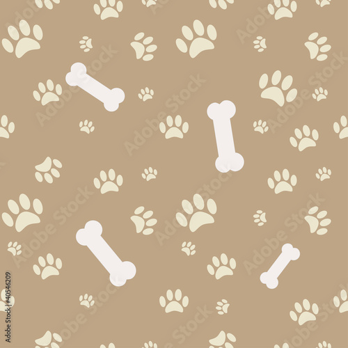 Background with dog paw print and bone