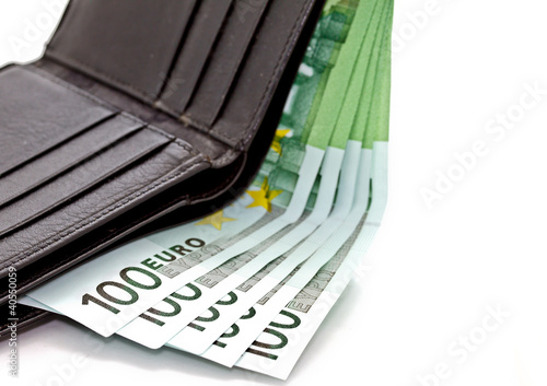 Wallpaper Mural black wallet with Euro banknotes Torontodigital.ca