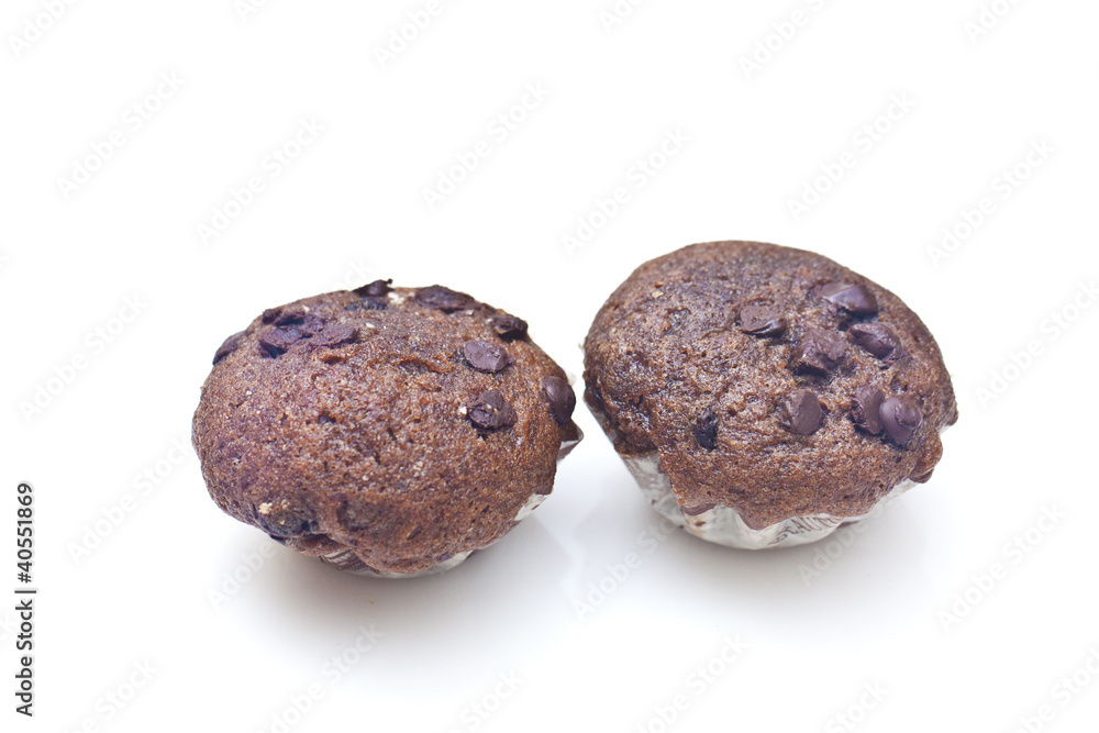 Chocolate cakes isolated on white background Chocolate cakes isolated on white background