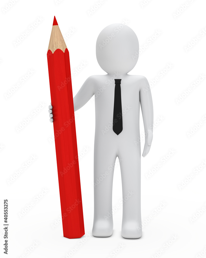 businessman hold pencil