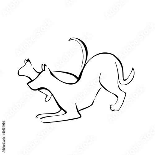 Cat and dog hunting logo