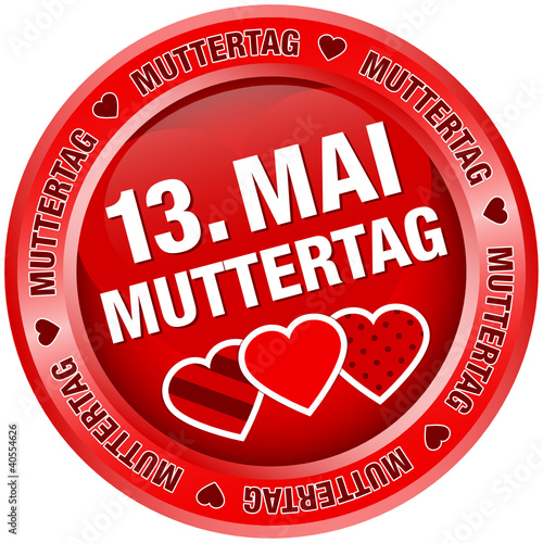 Button "13. Mai Muttertag" rot