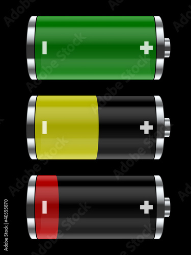 Colorful battery icons. Vector illustration