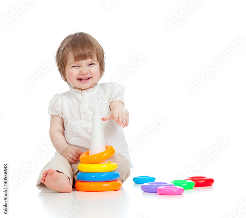 cheerful child playing with...