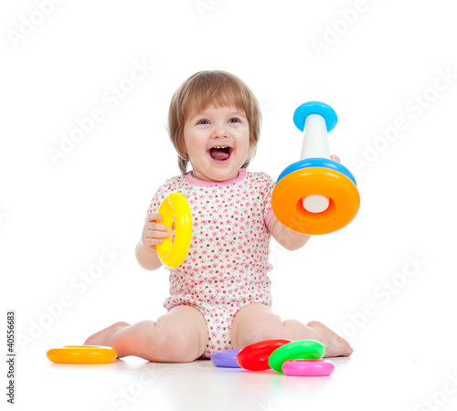 cheerful child playing with...