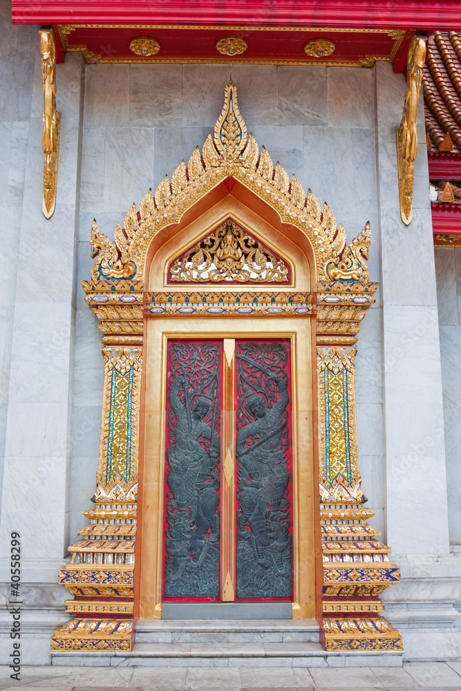Thai temple door sculpture