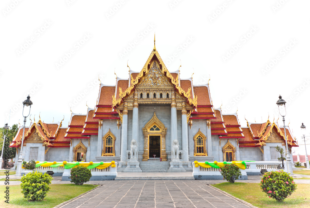 Thailand Beautiful temple-Wat Benjamaborphit) isolated on white