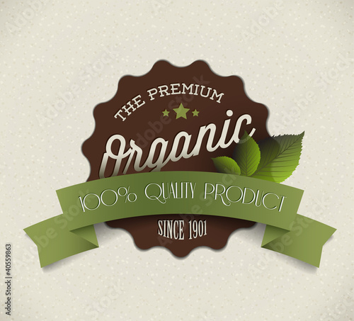 Old vector round retro vintage grunge label for organic product