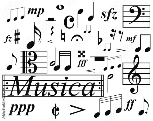 Bueno Integración Conversacional Notas musicales vector de Stock | Adobe Stock