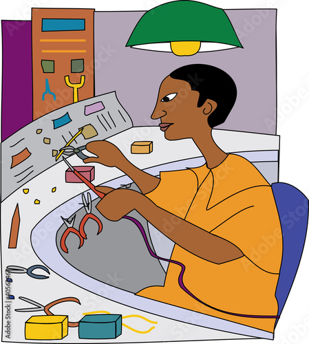 Young black professional jeweller