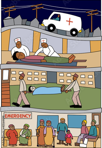 Health care professionals in action in a scene