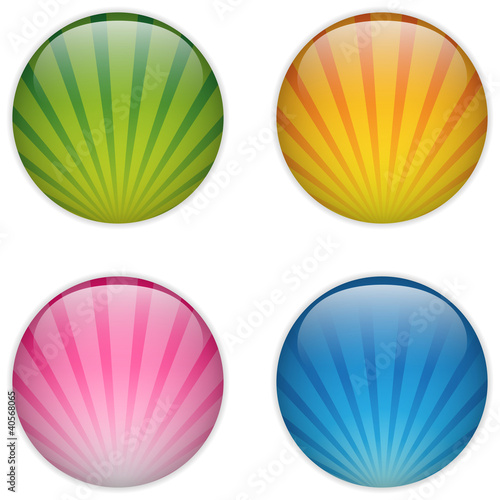 Glass Circle Button Colorful Stripes