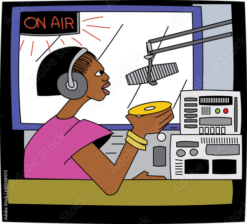 Young black female DJ on the radio