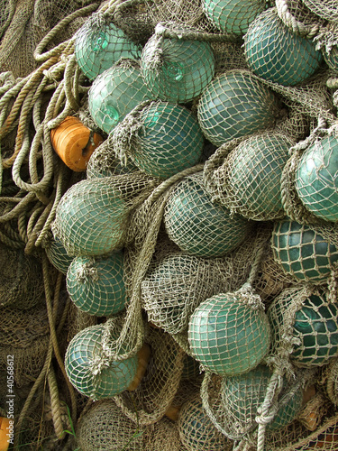 glass float, old fishing nets