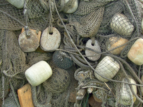 glass float, old fishing nets photo