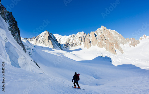 Skier in Mont Blanc Massif