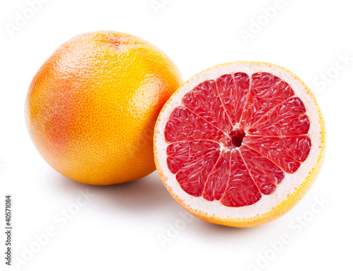 grapefruit with half isolated on white
