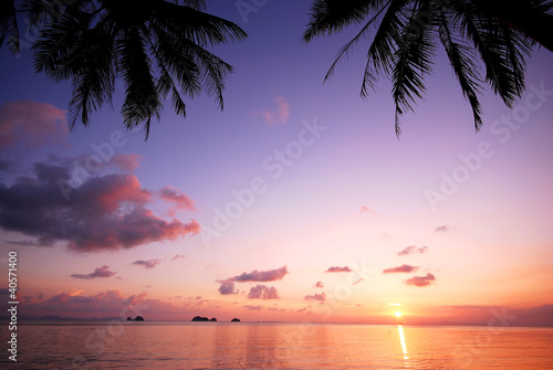 Fototapeta Naklejka Na Ścianę i Meble -  Sea beach sunset background