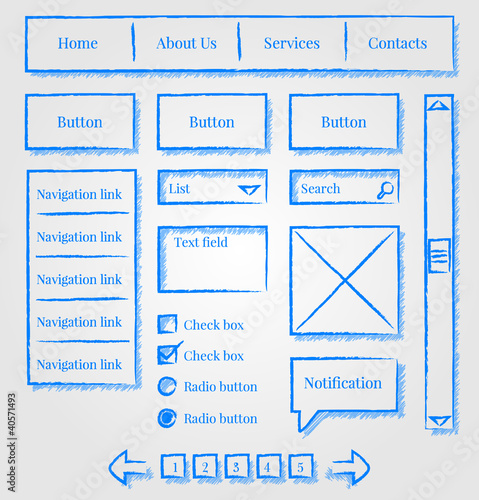 Website design sketch style kit