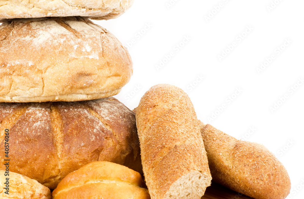 Beautiful bread set on white background