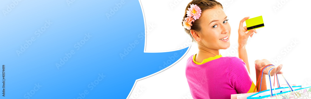 Happy shopping woman at the mall