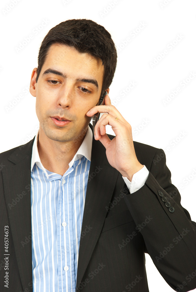 Business man talking by phone mobile Business man talking by phone mobile