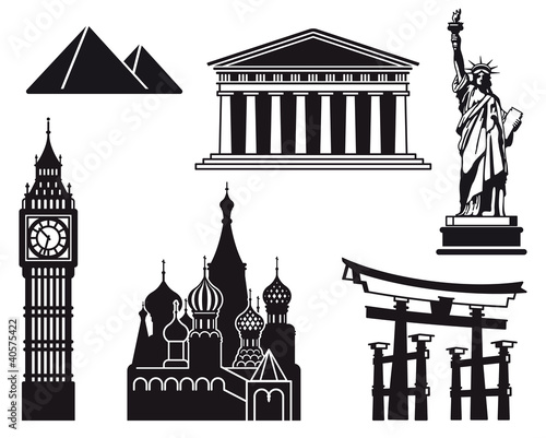Icons of sights of the different countries of the world