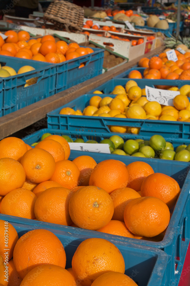Fresh oranges at farmers market