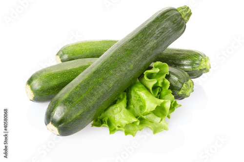 Zucchini or courgette on white, clipping path included