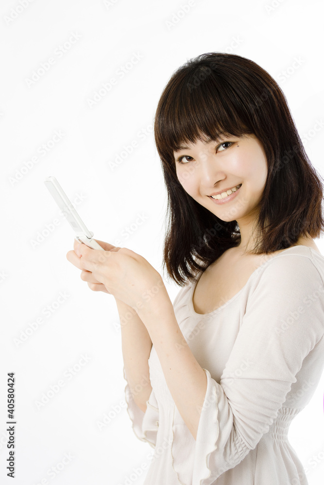 携帯電話と女性 携帯電話と女性