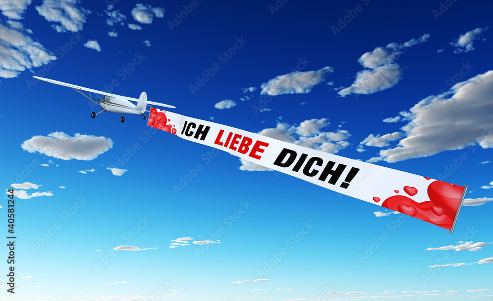 Flugzeug mit Banner Ich liebe Dich StockIllustration Adobe Stock