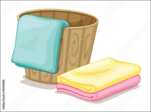 bucket and towels