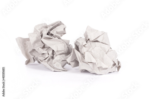 two recycled crumpled paper