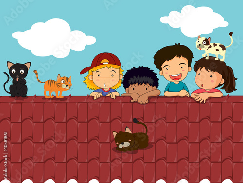 kids on roof