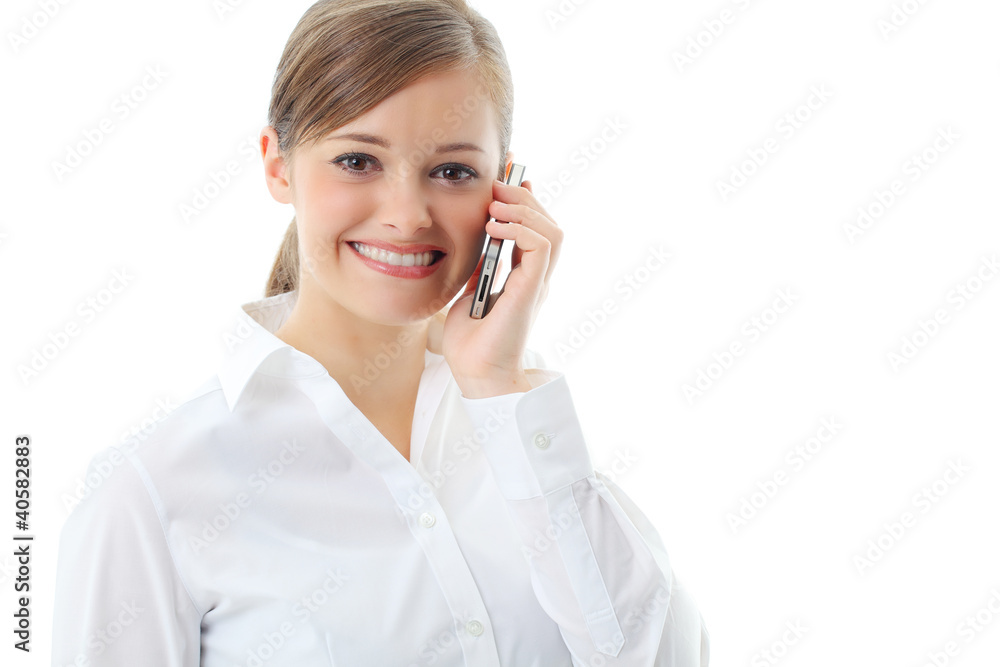 Beautiful smiling business woman talking on the phone Beautiful smiling business woman talking on the phone