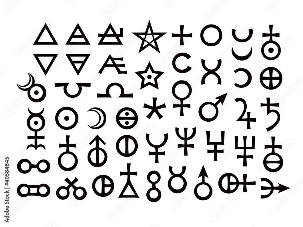 Alchemical Signs, part 1: Metals, Minerals and Alkali (Alchemical Symbols set). Alchemical Signs, part 1: Metals, Minerals and Alkali (Alchemical Symbols set).