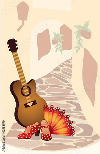 Flamenco. Spanish card. vector illustration