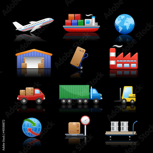 Industry & logistics Icons // Black Background